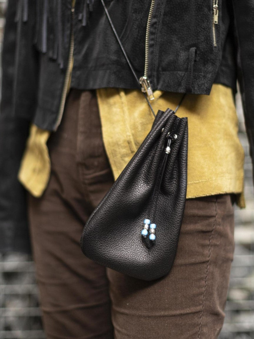 Small Cross Pouch (lash x Q's leather) [Black]