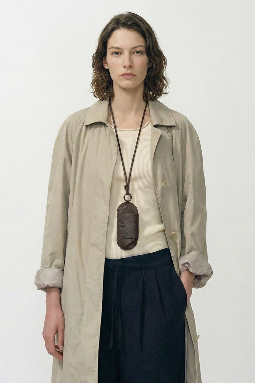 Leather Eyewear Necklace [Brown]
